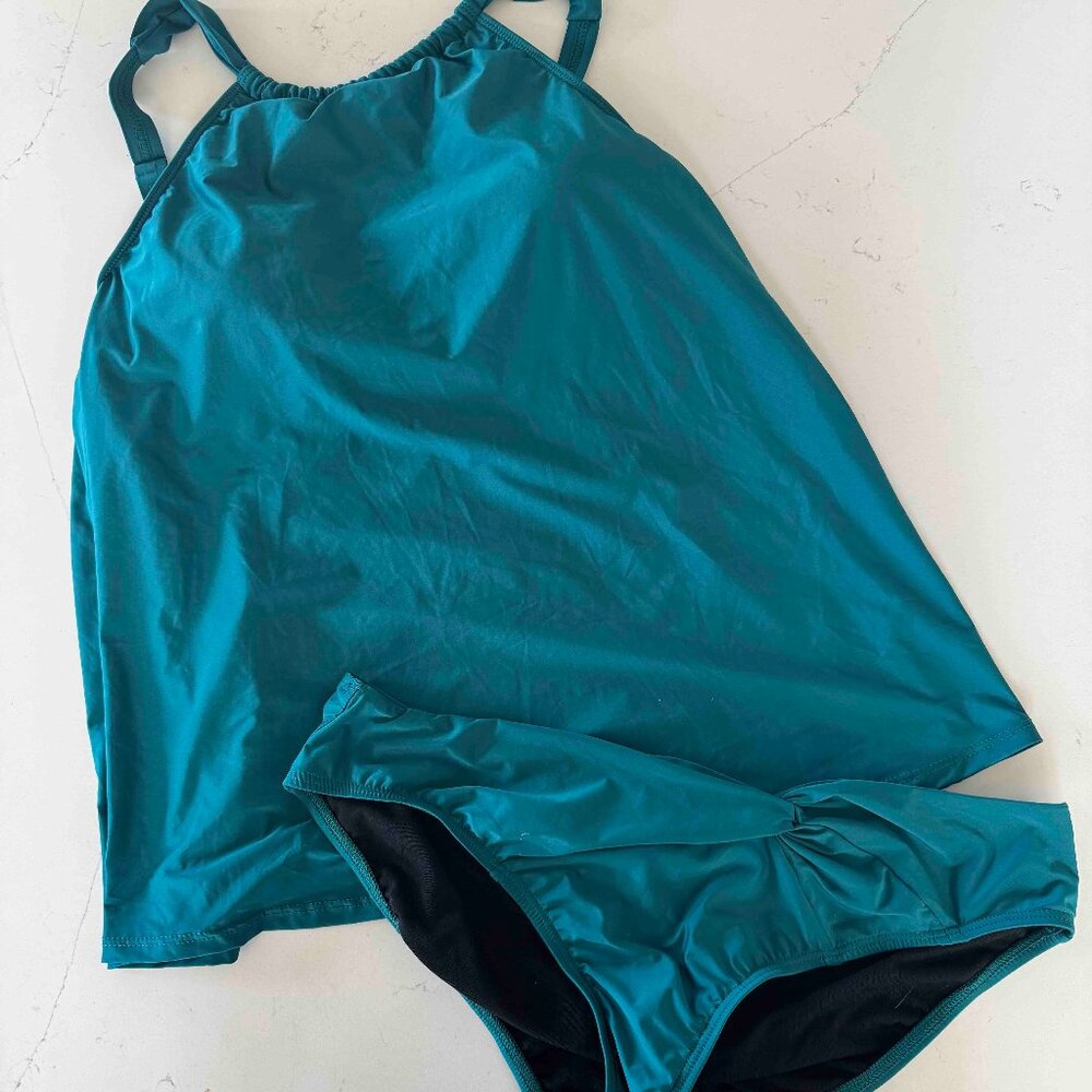 Antonio Melani Dk Teal Tankini Swimsuit Sz Large